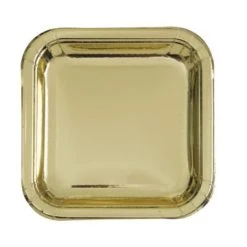 Lot De 16 Assiettes Carrées En Carton Or 23 Cm