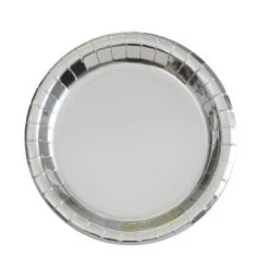Lot De 8 Assiettes Rondes En Carton Argent 23 Cm