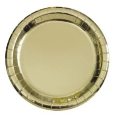 Lot De 8 Assiettes Rondes En Carton Or 23 Cm