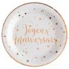 Lot De 10 Assiettes Rose Gold Joyeux Anniversaire 22,5 Cm