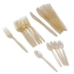 Lot De 18 Couverts Pailletés Or