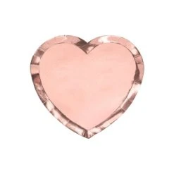 Lot De 6 Assiettes En Carton Rose Gold Forme Coeur 21 Cm