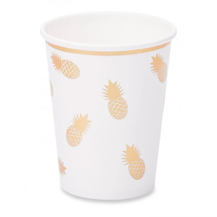 Lot De 8 Gobelets Ananas Gold 20 Cl