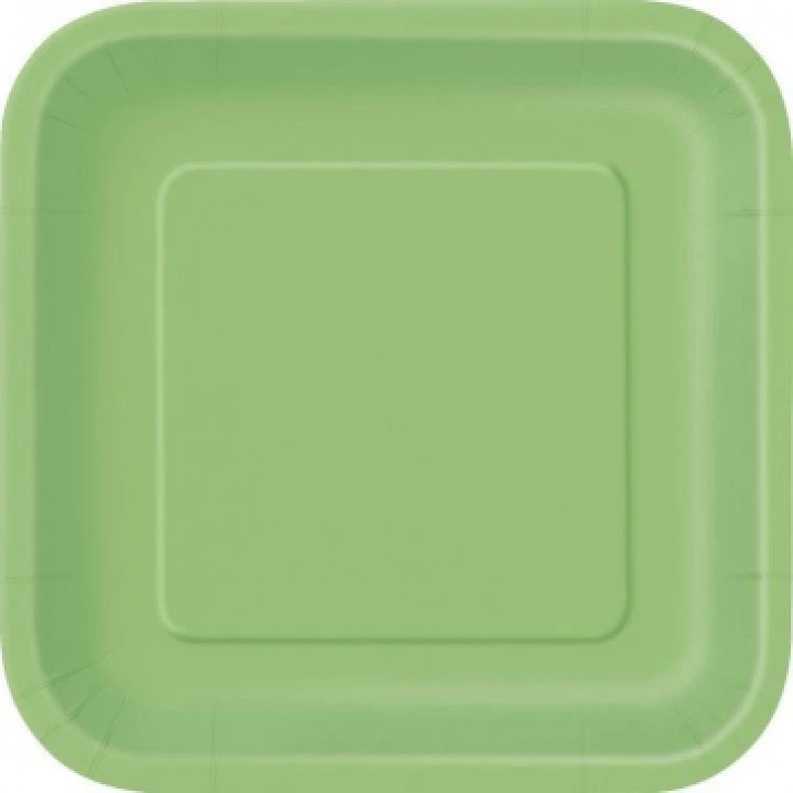 Lot De 14 Assiettes Réutilisables Carrées Vert Anis 21,5 Cm – Image 2