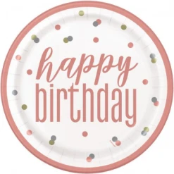 Lot De 8 Assiettes Anniversaire Rose Gold