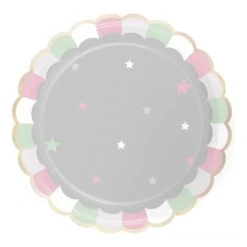 Lot De 8 Assiettes Gris Pastel Festonnées 23 Cm