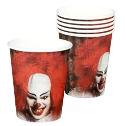 Lot De 6 Gobelets Clown De L'Horreur Halloween 25 Cl