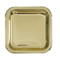 Lot De 8 Assiettes Carrées En Carton Or 23 Cm