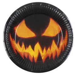 Lot De 6 Assiettes Citrouille Effrayante Halloween