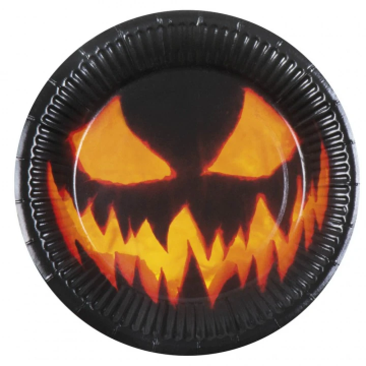 Lot De 6 Assiettes Citrouille Effrayante Halloween