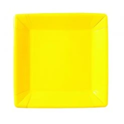 Lot De 10 Assiettes Carrée En Carton Jaune