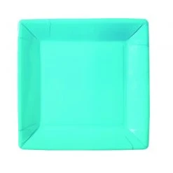 Lot De 10 Assiettes Carrée En Carton Turquoise
