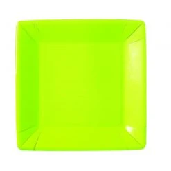 Lot De 10 Assiettes Carrée En Carton Vert Anis
