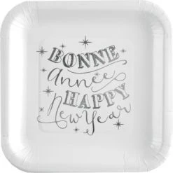 Lot De 10 Assiettes Carton Bonne Année 23 X 23 Cm