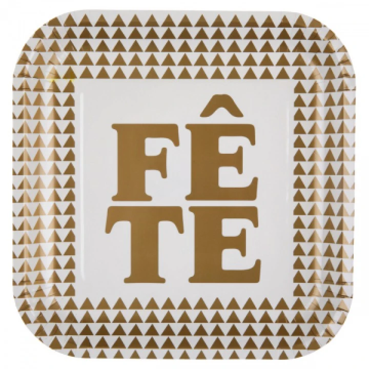 Lot De 10 Assiettes Or FĂȘte En Carton D 22,5 Cm
