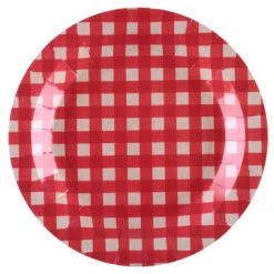 Lot De 8 Assiettes Tradition Vichy Rouge/blanc 22,5 Cm