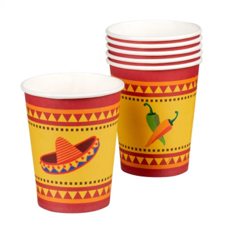 Lot De 6 Gobelets Mexique 7,8 X 9,7 Cm