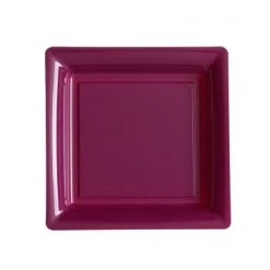 Lot De 12 Assiettes Carrées Jetables Aubergine PM