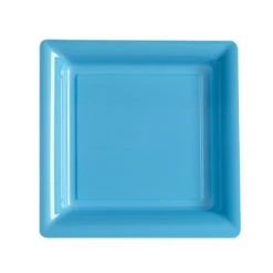 Lot De 12 Assiettes Carrées Jetables Bleu Ciel GM