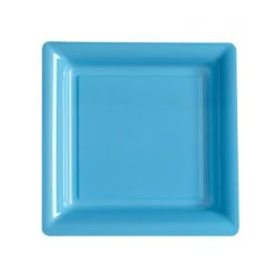Lot De 12 Assiettes Carrées Jetables Bleu Ciel PM