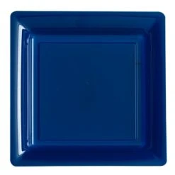 Lot De 12 Assiettes Carrées Jetables Bleu Marine GM