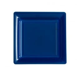 Lot De 12 Assiettes Carrées Jetables Bleu Marine PM