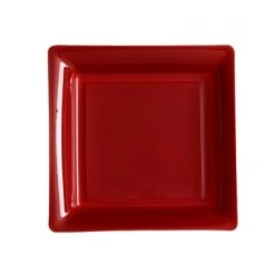 Lot De 12 Assiettes Carrées Jetables Bordeaux PM