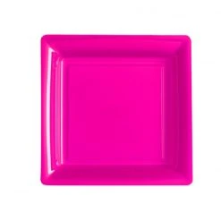 Lot De 12 Assiettes Carrées Jetables Framboise PM