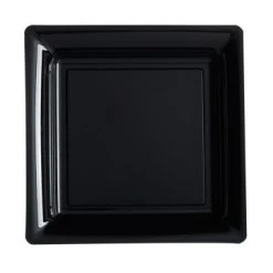 Lot De 12 Assiettes Carrées Jetables Noires MM