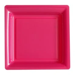 Lot De 12 Assiettes Carrées Jetables Rose Vif GM