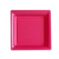Lot De 12 Assiettes Carrées Jetables Rose Vif PM