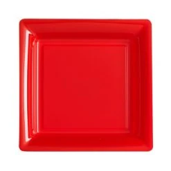 Lot De 12 Assiettes Carrées Jetables Rouges MM
