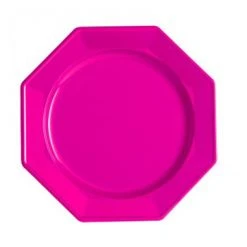 Lot De 12 Assiettes Octogonales Jetables Framboise MM
