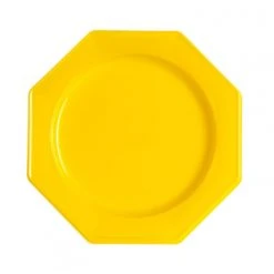Lot De 12 Assiettes Octogonales Jetables Jaune MM