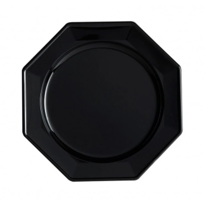 Lot De 12 Assiettes Octogonales Jetables Noires MM
