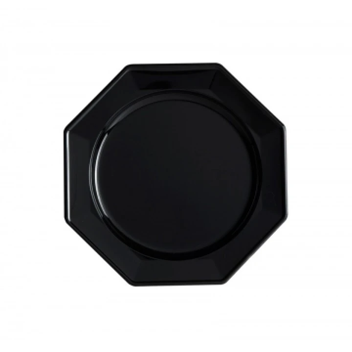Lot De 12 Assiettes Octogonales Jetables Noires PM