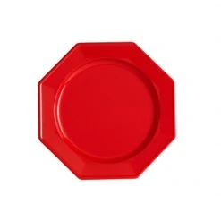 Lot De 12 Assiettes Octogonales Jetables Rouges PM