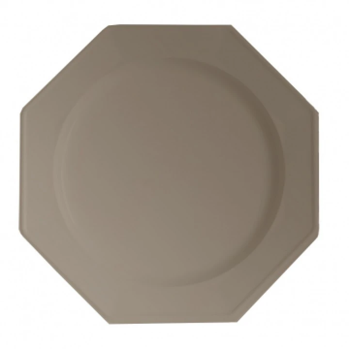 Lot De 12 Assiettes Octogonales Jetables Taupe GM