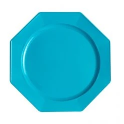 Lot De 12 Assiettes Octogonales Jetables Turquoise GM
