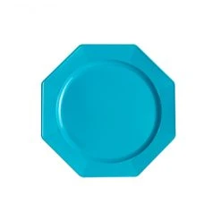 Lot De 12 Assiettes Octogonales Jetables Turquoise PM