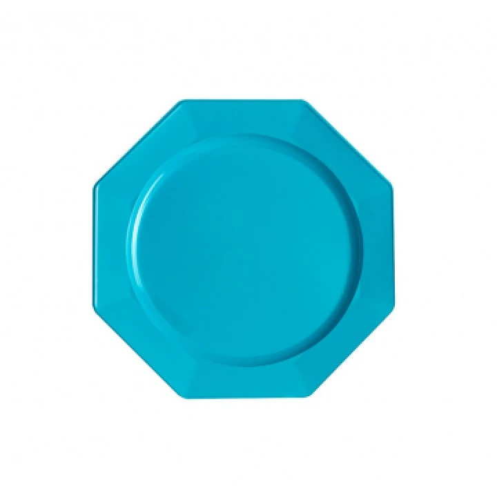 Lot De 12 Assiettes Octogonales Jetables Turquoise PM