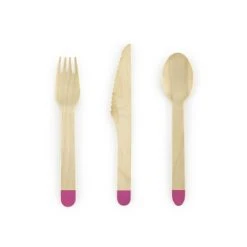 Lot De 18 Couverts En Bois 16 Cm