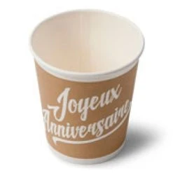 Lot De 20 Gobelets Jetables Joyeux Anniversaire Kraft Et En Carton 200ml