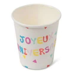 Lot De 20 Gobelets Jetables Joyeux Anniversaire Tutti Frutti En Carton 200ml
