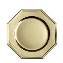 Lot De 3 Assiettes Octogonales Jetables Or 33 Cm
