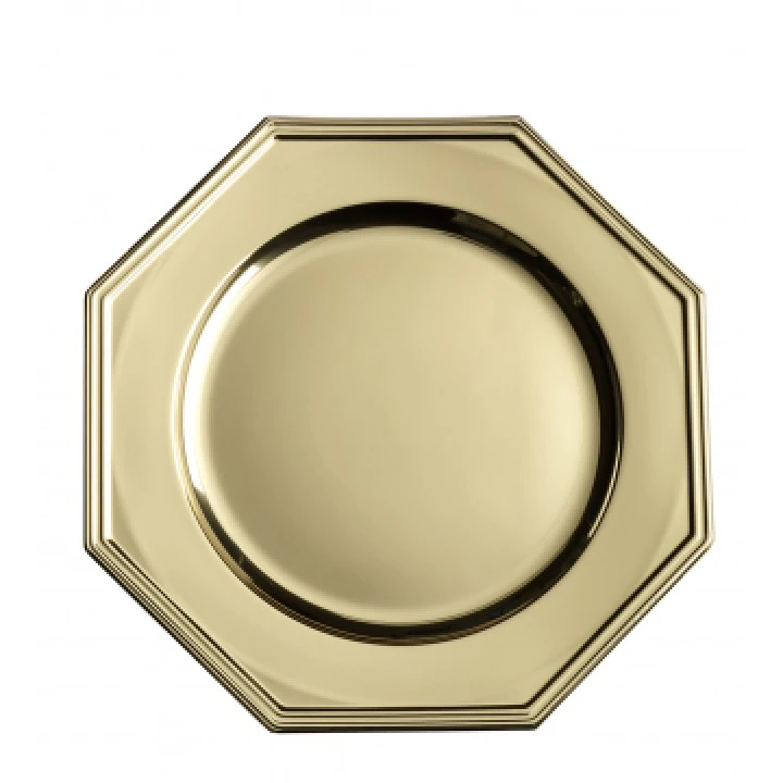 Lot De 3 Assiettes Octogonales Jetables Or 33 Cm