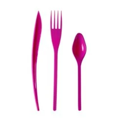 Lot De 30 Couverts Plastiques Réutilisables Framboise