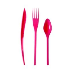 Lot De 30 Couverts Plastiques Réutilisables Fuschia