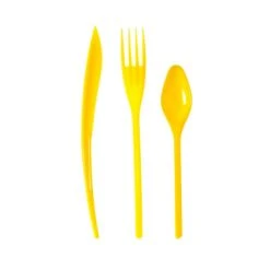 Lot De 30 Couverts Plastiques Réutilisables Jaune