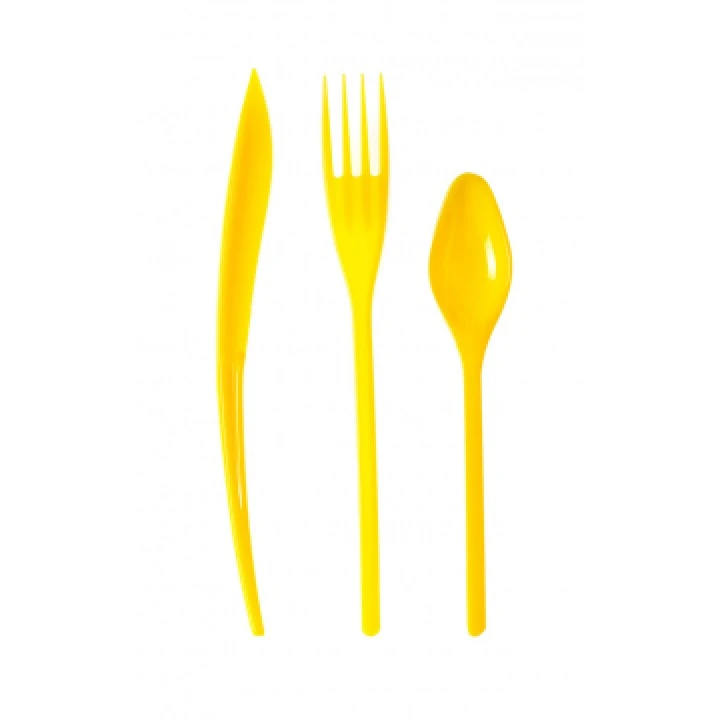 Lot De 30 Couverts Plastiques Réutilisables Jaune